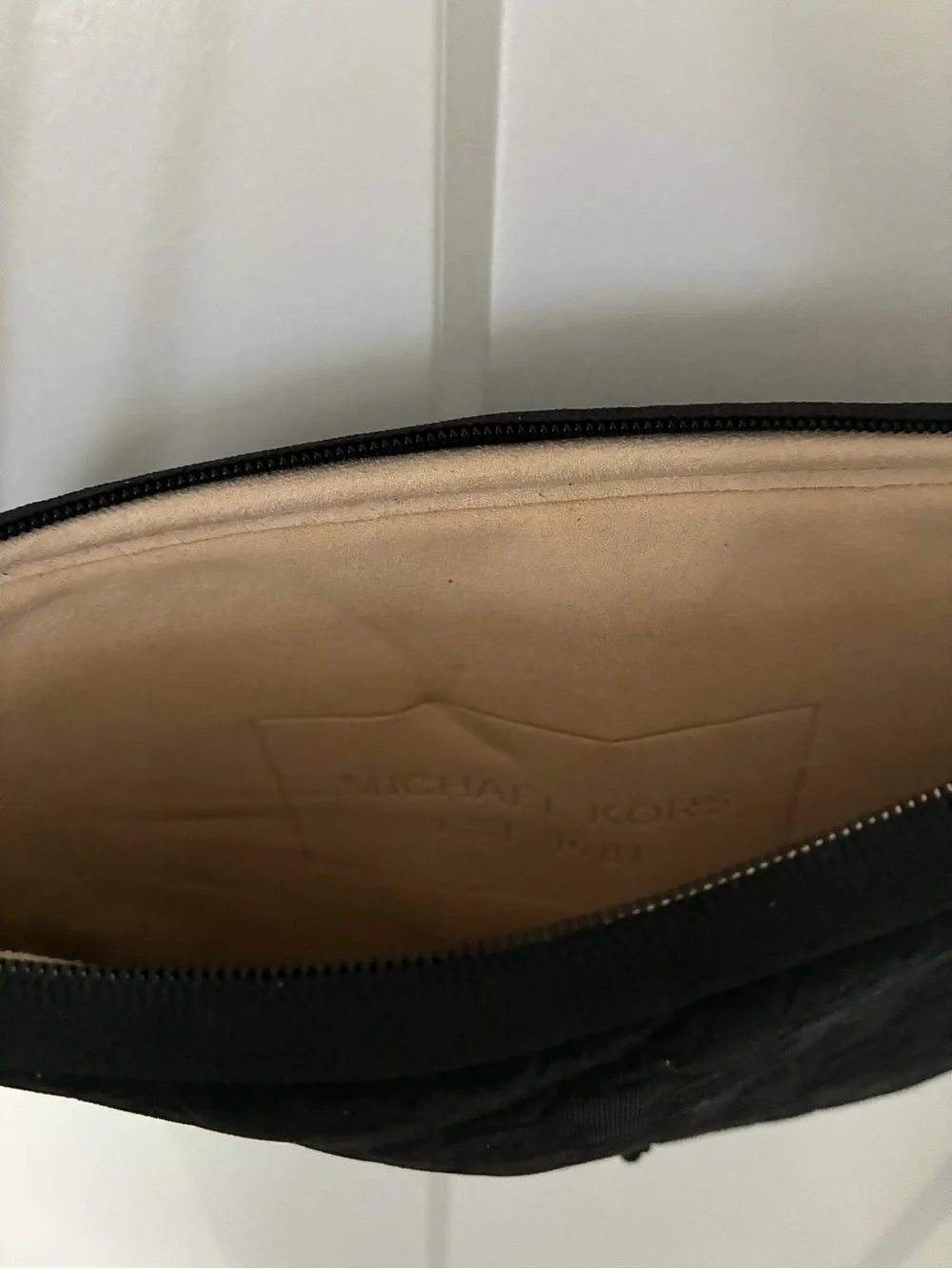 NWT Michael Kors Black Neoprene Embossed MK Logo Crossbody Tech Bag